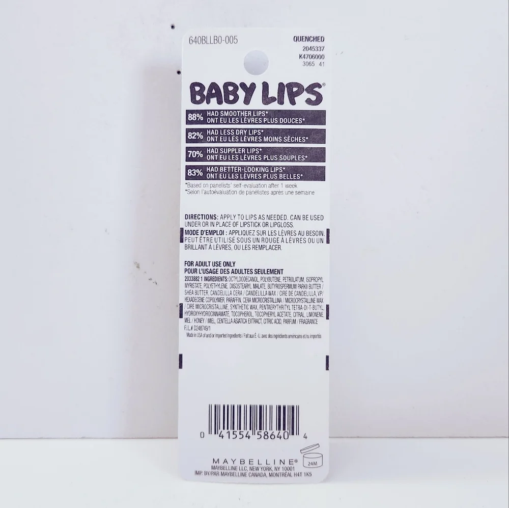 ⭐4/$15 Maybelline Baby Lips Moisturizing Lip Balm Quenched